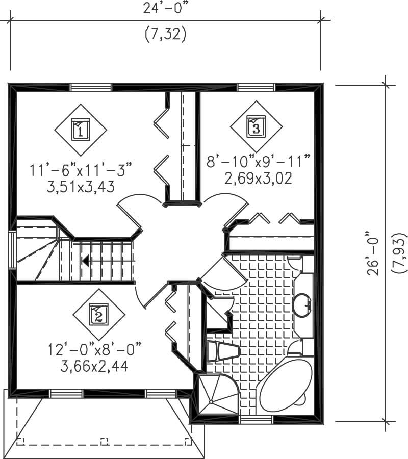 Floor Plan Second Story of Ranch Plan #157-1038
