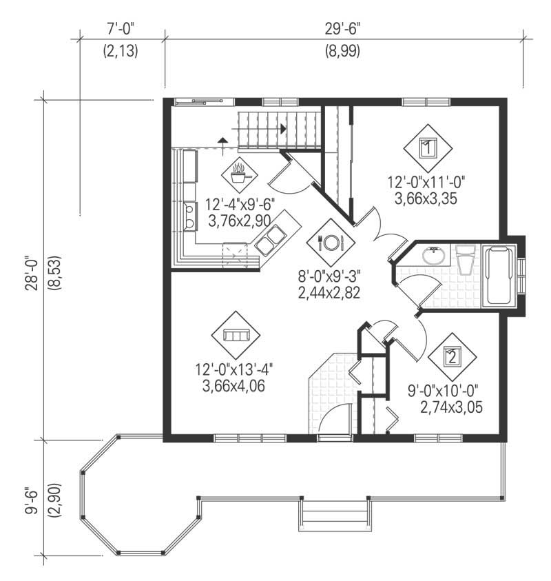 Floor Plan First Story of Country Plan #157-1048