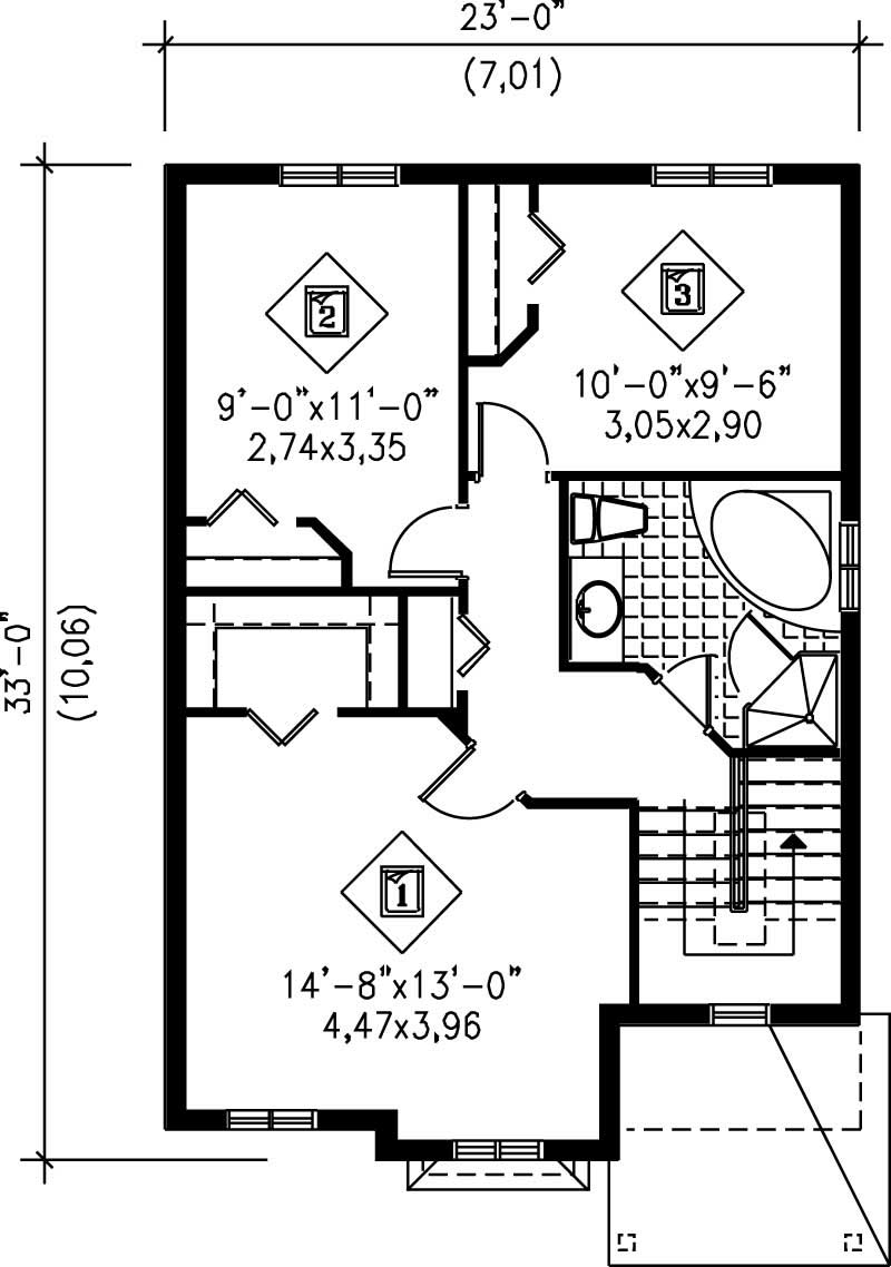 Floor Plan Second Story of Craftsman Plan #157-1052