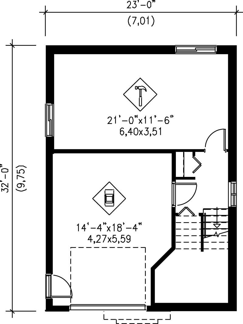 Floor Plan Basement of Craftsman Plan #157-1052