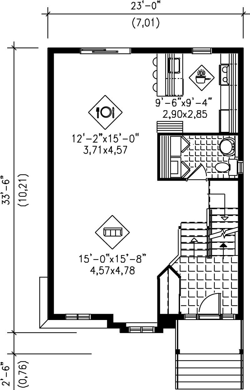 Floor Plan First Story of Craftsman Plan #157-1052