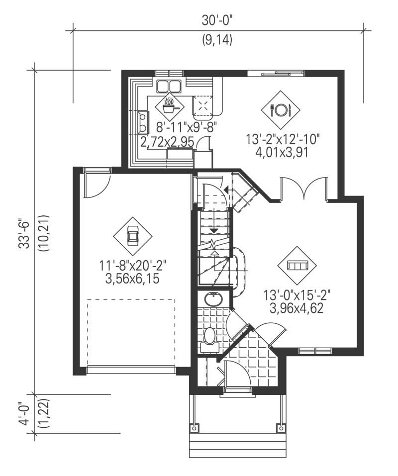 Floor Plan First Story of Craftsman Plan #157-1053
