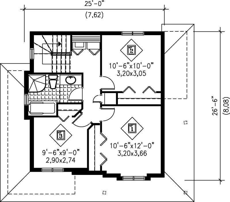 Floor Plan Second Story of Country Plan #157-1057