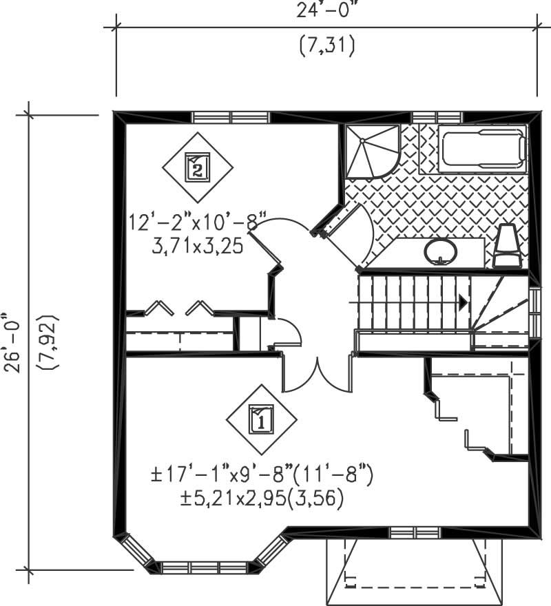 Floor Plan Second Story of Ranch Plan #157-1064