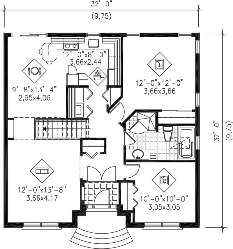 Floor Plan First Story of Craftsman Plan #157-1065