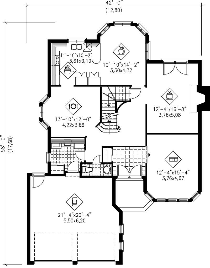 Floor Plan First Story of Craftsman Plan #157-1083