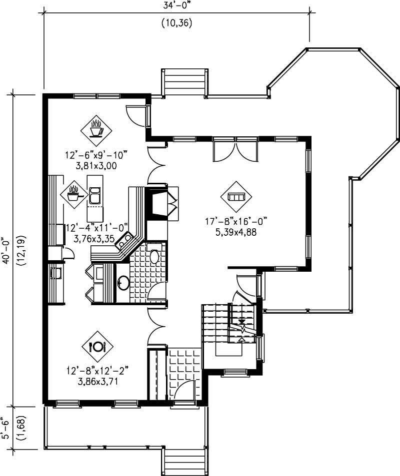 Floor Plan First Story of Country Plan #157-1088