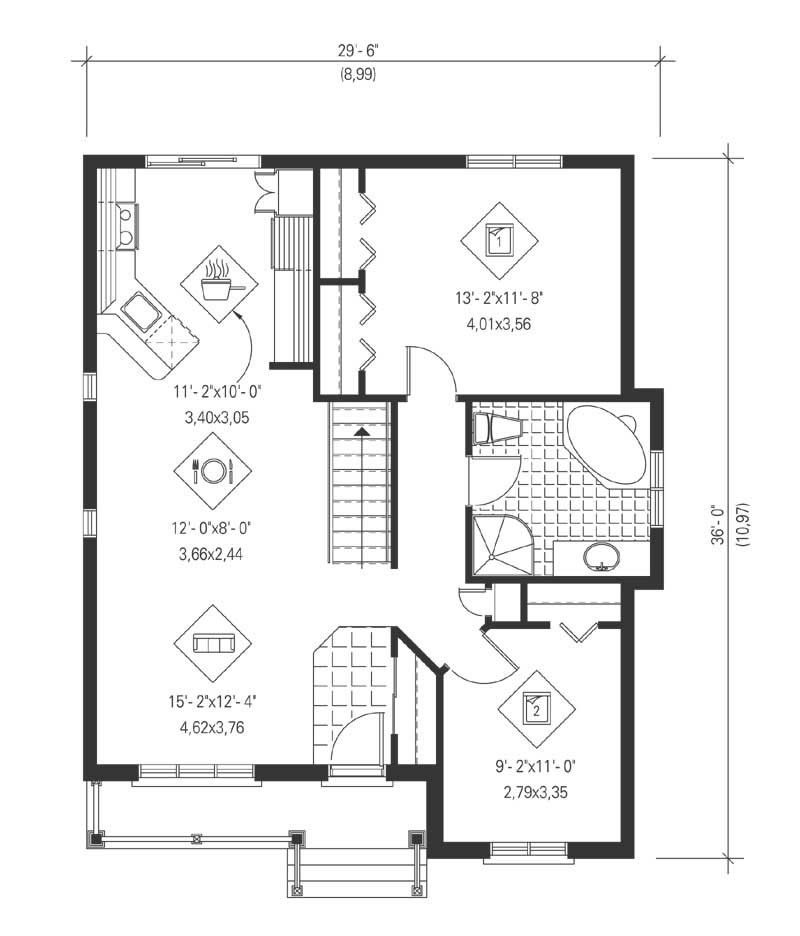 Floor Plan First Story of Country Plan #157-1089