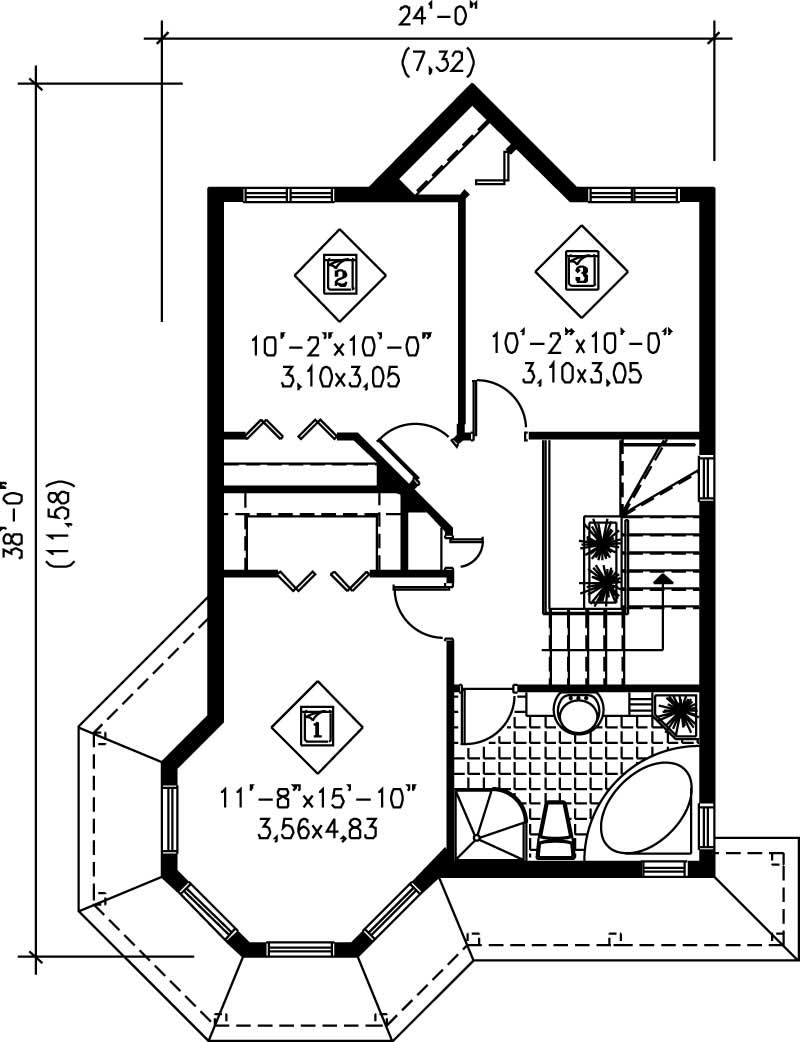 Floor Plan Second Story of Small House Plans #157-1096
