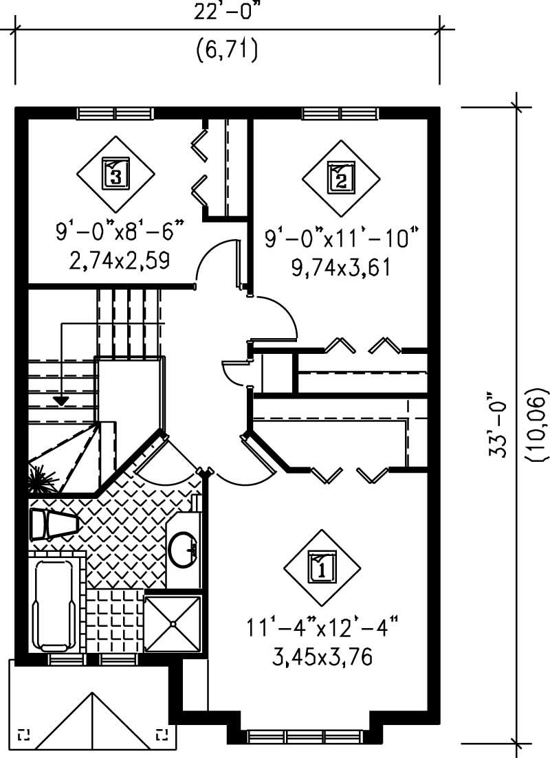 Floor Plan Second Story of Ranch Plan #157-1106