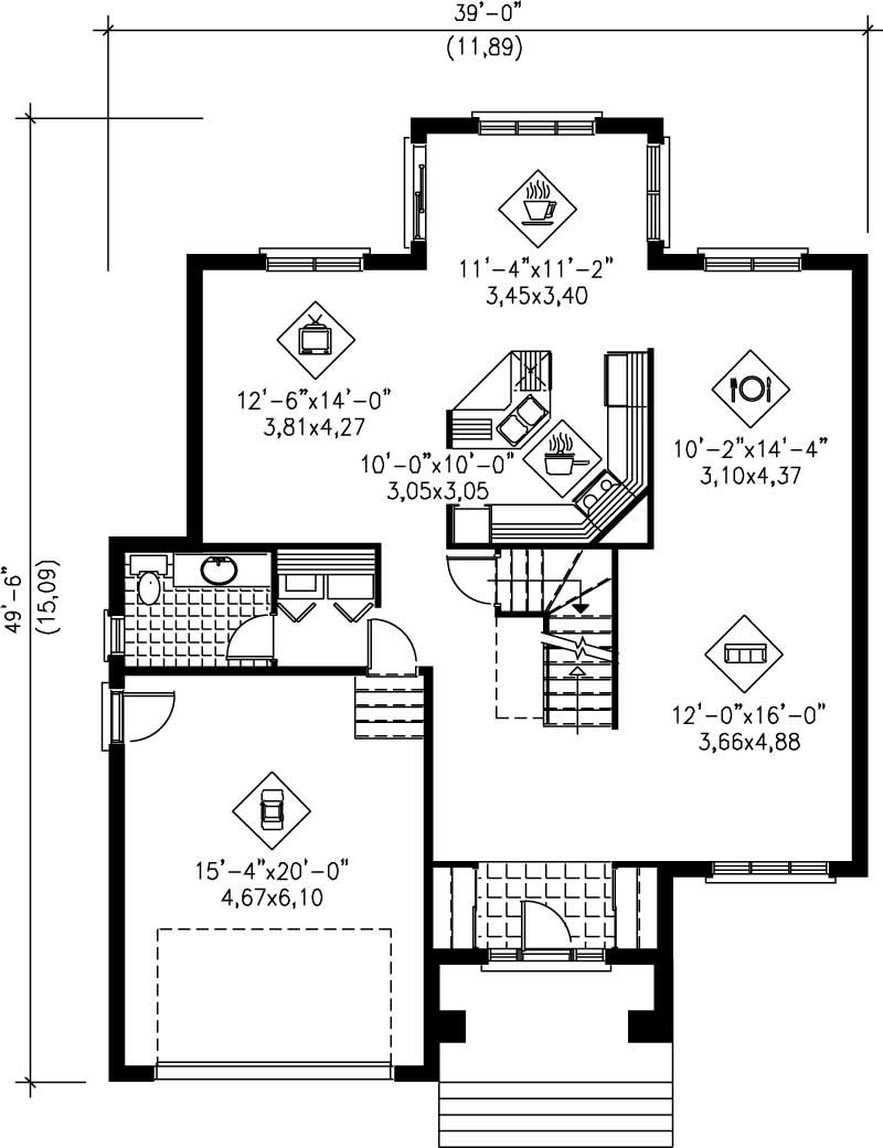 Floor Plan First Story of European Plan #157-1109
