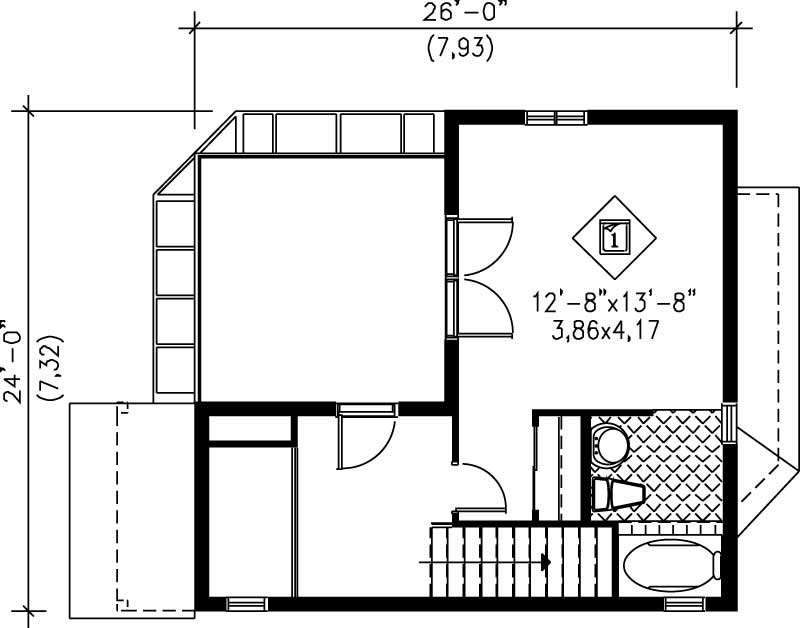 Floor Plan Second Story of Craftsman Plan #157-1110