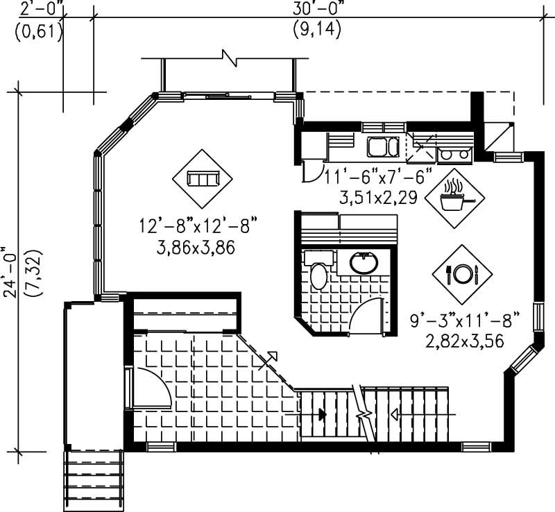 Floor Plan First Story of Craftsman Plan #157-1110