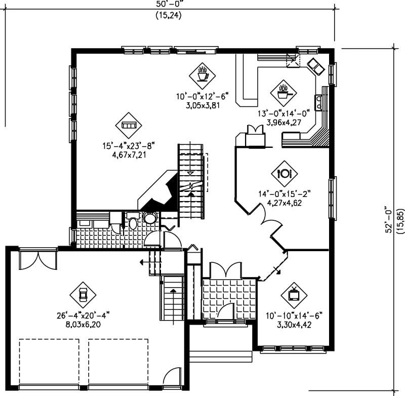 Floor Plan First Story of Craftsman Plan #157-1112