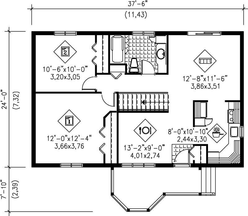 Floor Plan First Story of Ranch Plan #157-1113