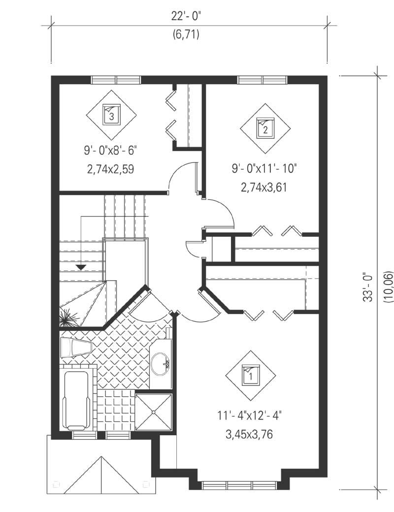 Floor Plan Second Story of Ranch Plan #157-1115