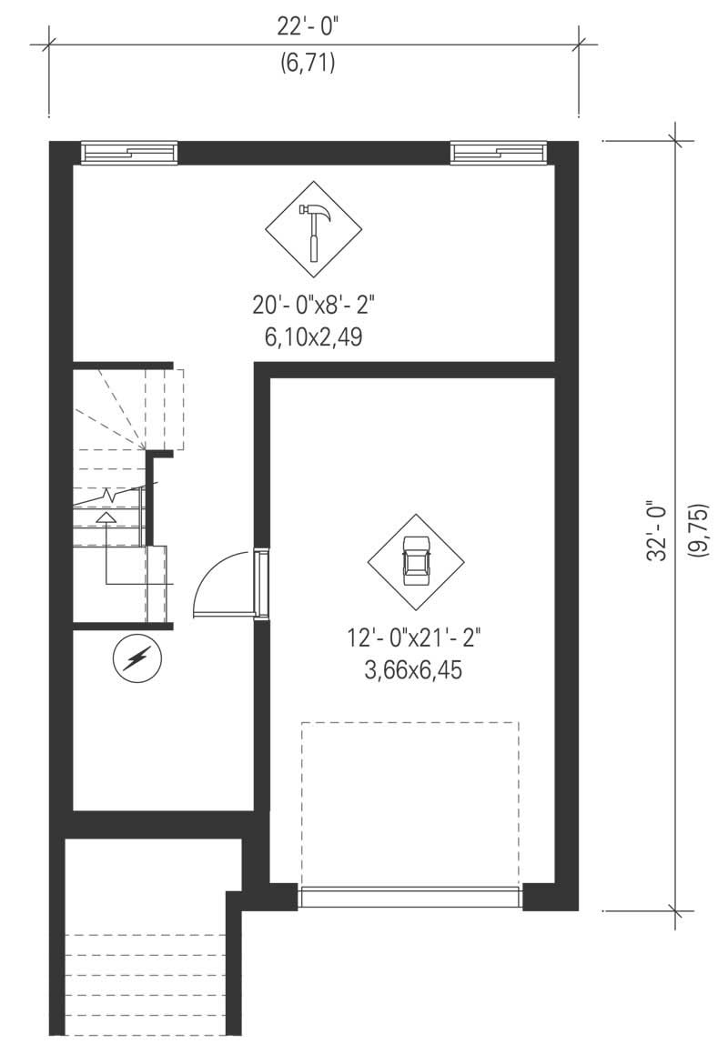 Floor Plan Basement of Ranch Plan #157-1115