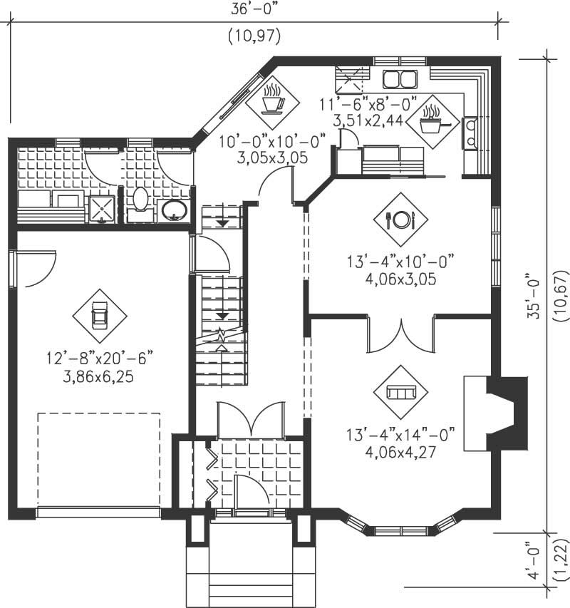 Floor Plan First Story of European Plan #157-1119