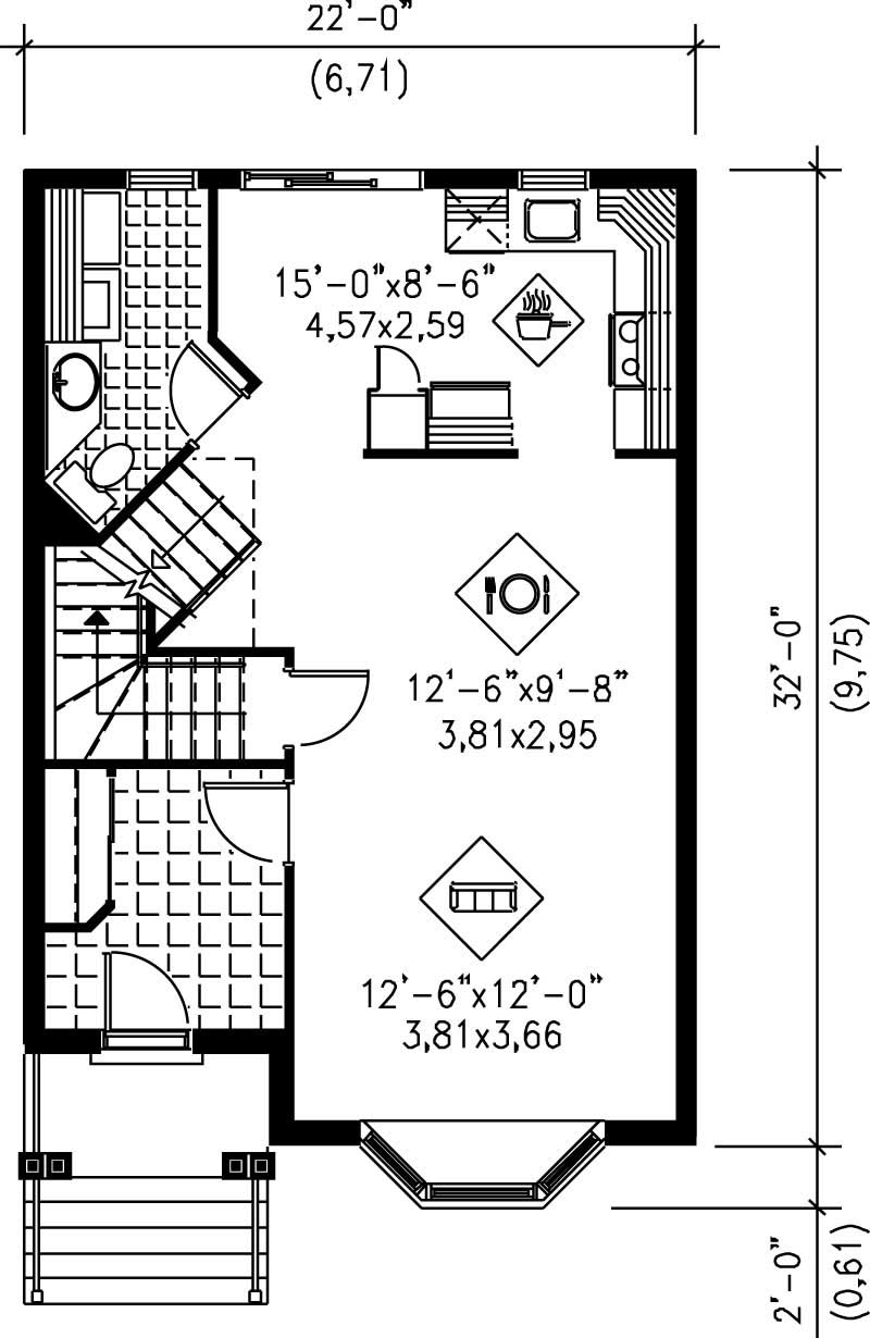 Floor Plan First Story of Ranch Plan #157-1126