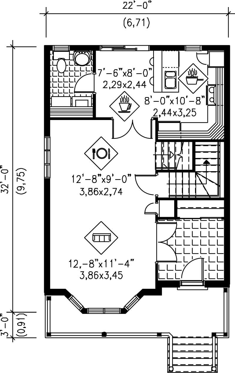 Floor Plan First Story of Small House Plans #157-1132