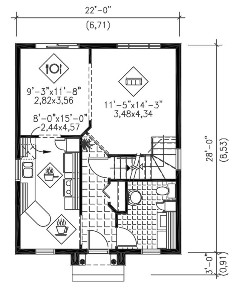 Floor Plan First Story of Multi-Level Plan #157-1135