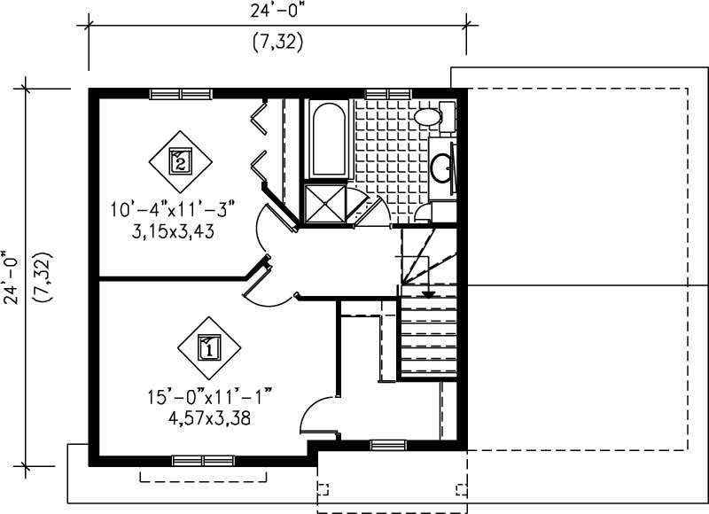 Floor Plan Second Story of Contemporary Plan #157-1137