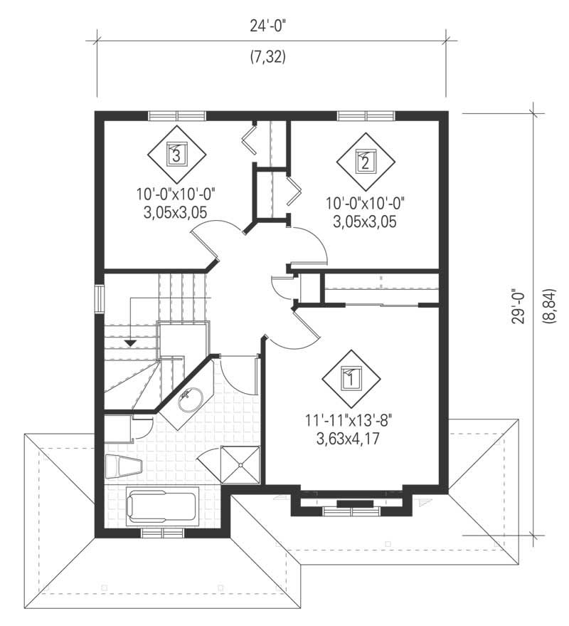 Floor Plan Second Story of Country Plan #157-1139