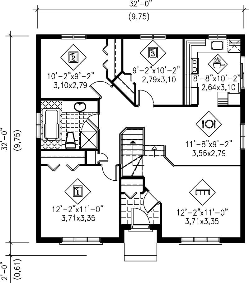 Floor Plan First Story of Ranch Plan #157-1142