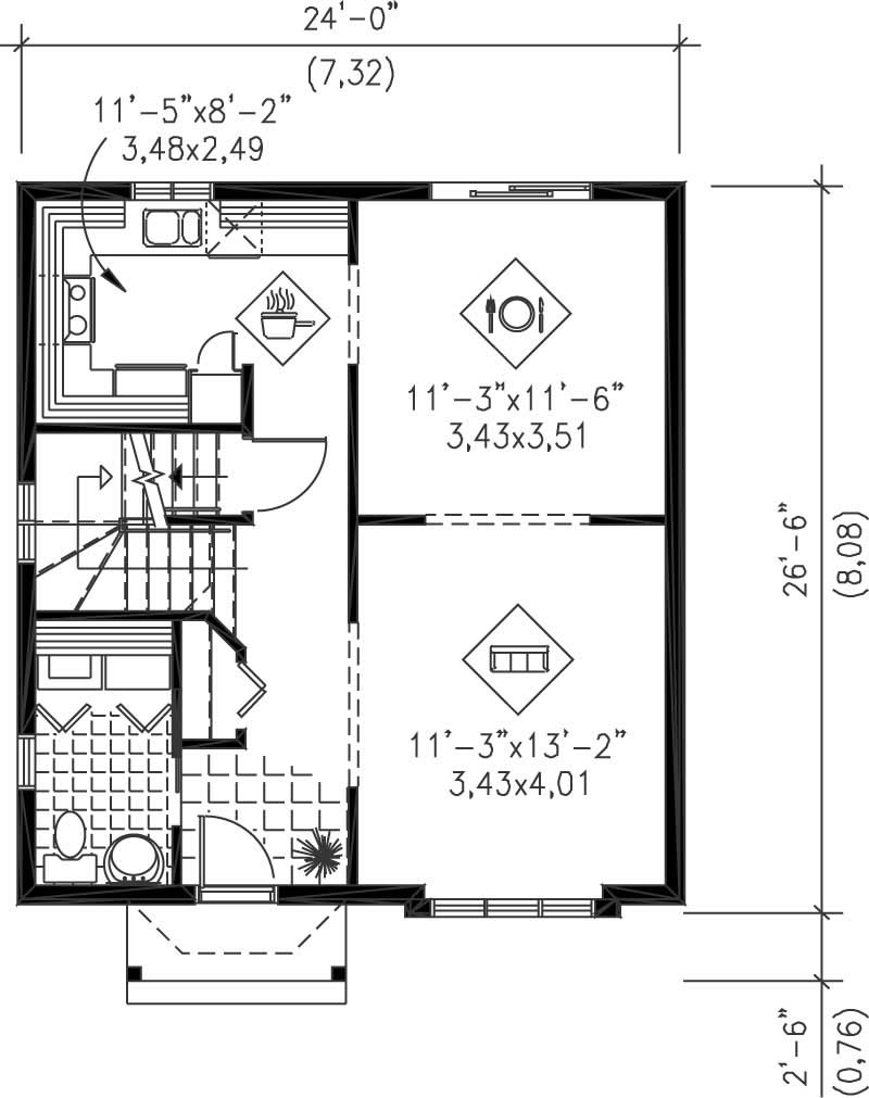 Floor Plan First Story of Ranch Plan #157-1160