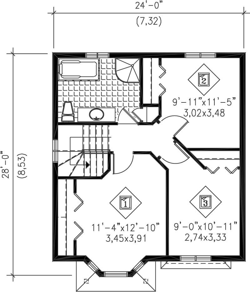 Floor Plan Second Story of Ranch Plan #157-1160
