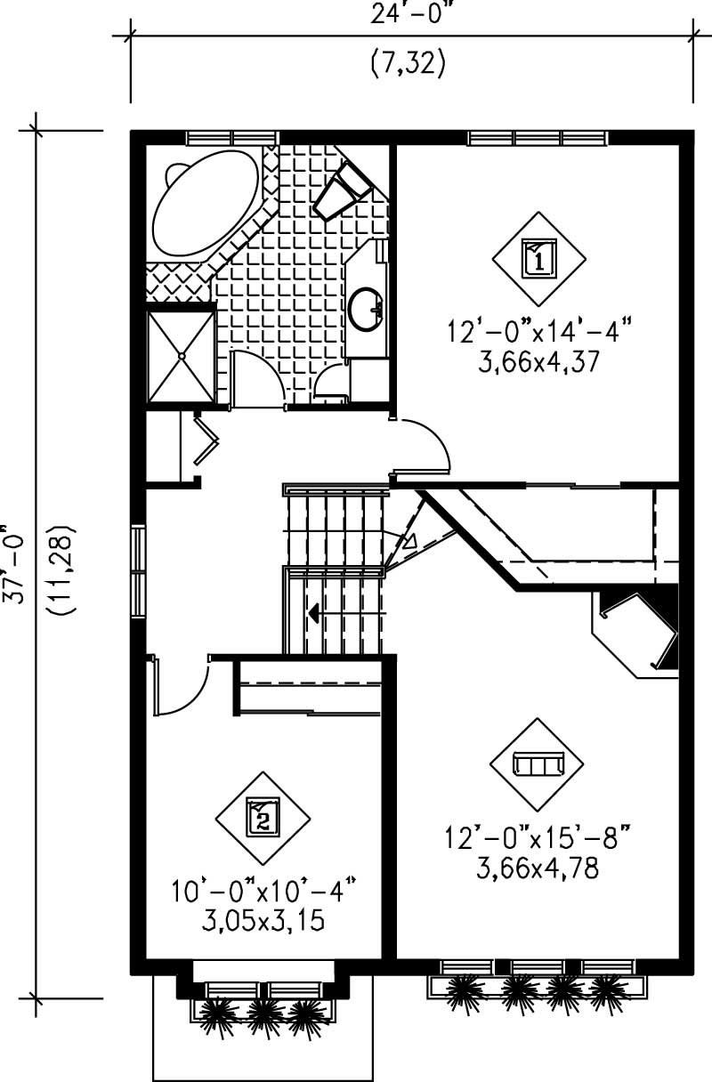 Floor Plan Second Story of Ranch Plan #157-1161
