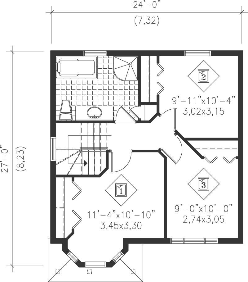 Floor Plan Second Story of Ranch Plan #157-1165