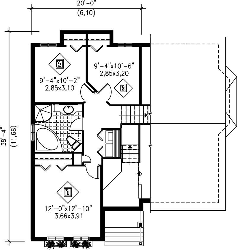 Floor Plan Second Story of Small House Plans #157-1166