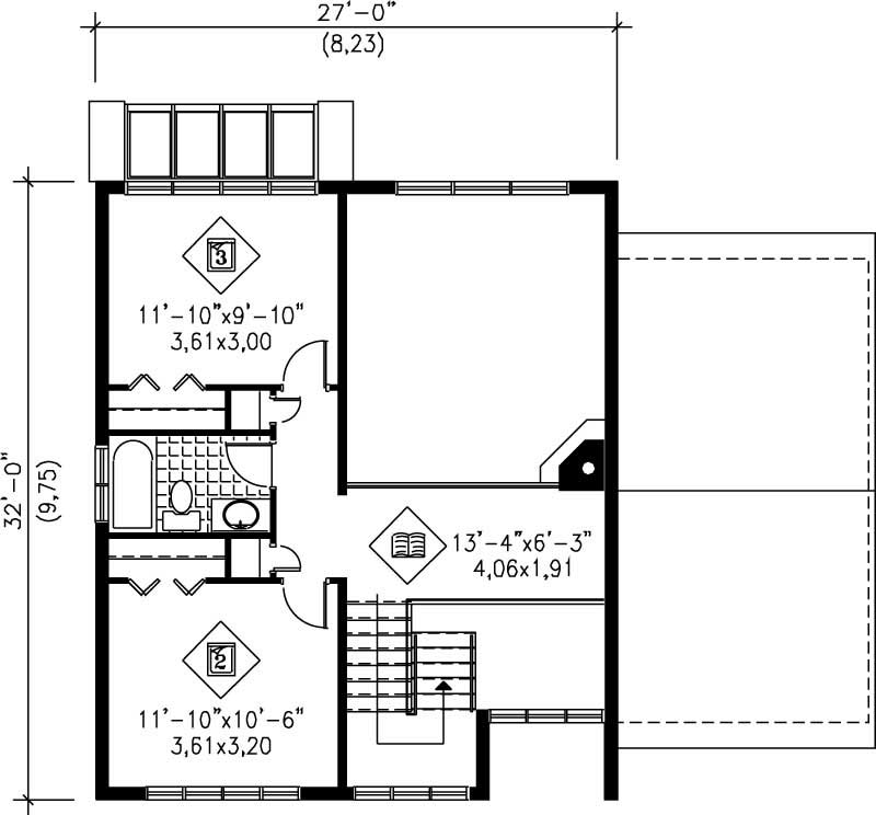 Floor Plan Second Story of Country Plan #157-1168