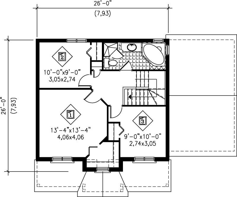 Floor Plan Second Story of Country Plan #157-1171