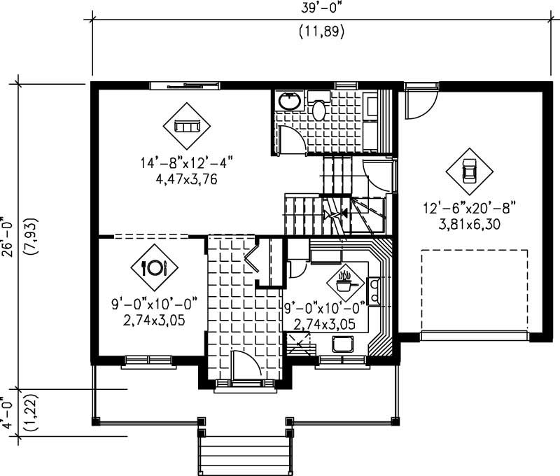 Floor Plan First Story of Country Plan #157-1171