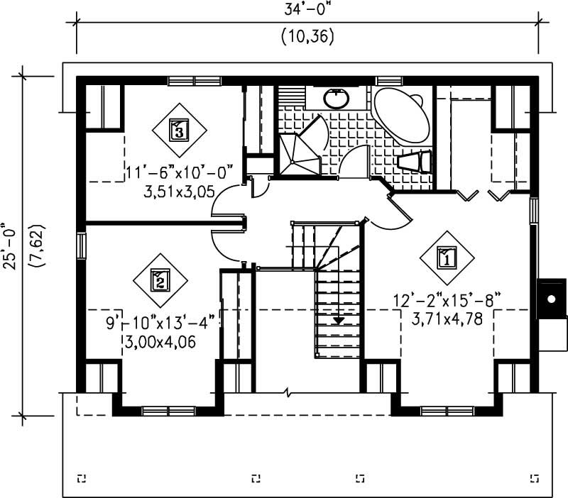 Floor Plan Second Story of Country Plan #157-1179