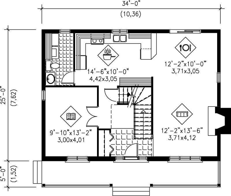 Floor Plan First Story of Country Plan #157-1179