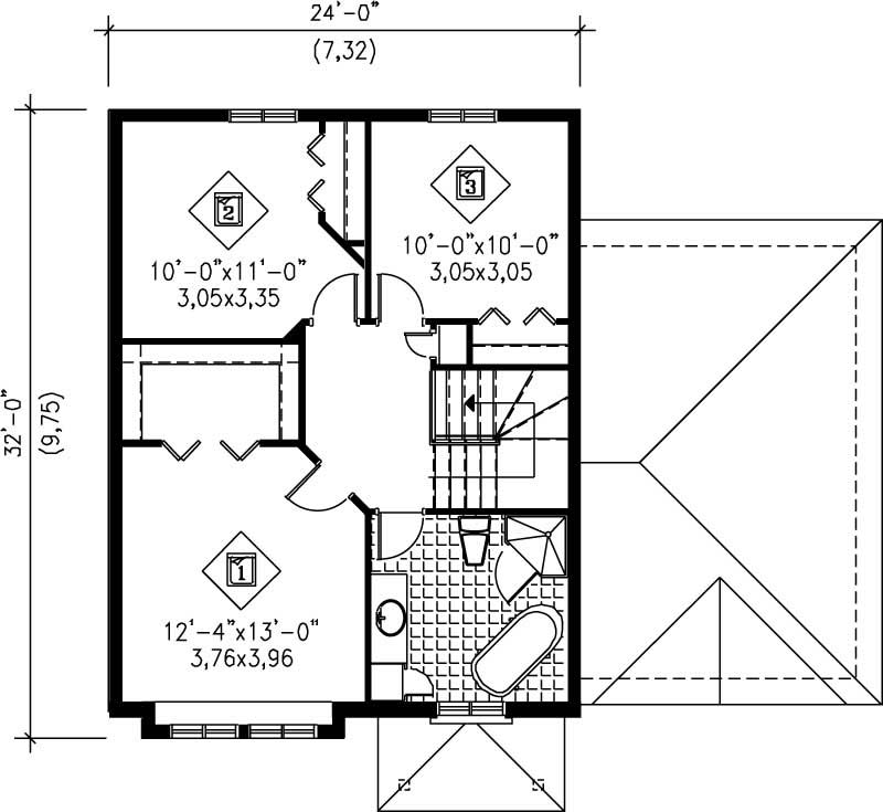Floor Plan Second Story of Ranch Plan #157-1180