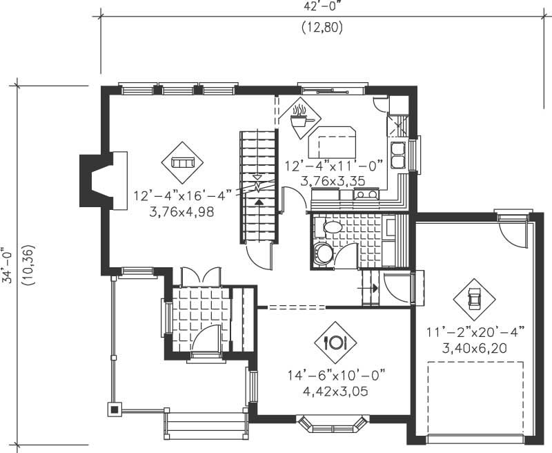 Floor Plan First Story of Plan #157-1184