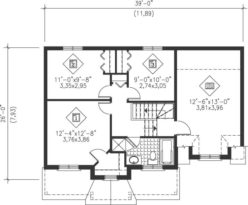 Floor Plan Second Story of Country Plan #157-1188