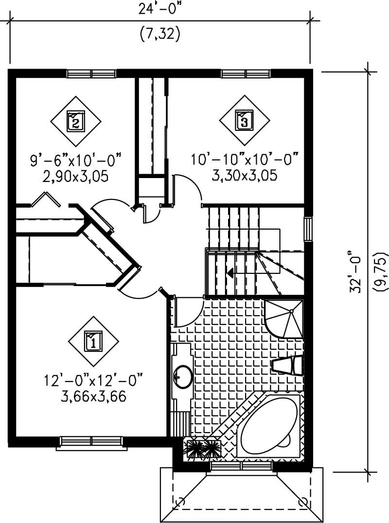 Floor Plan Second Story of Ranch Plan #157-1189