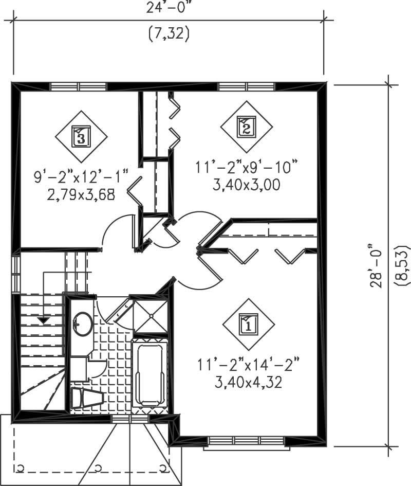 Floor Plan Second Story of Ranch Plan #157-1192