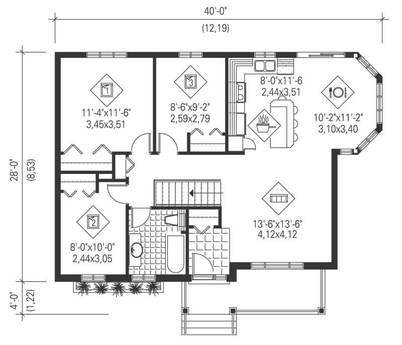 Floor Plan First Story of Country Plan #157-1193