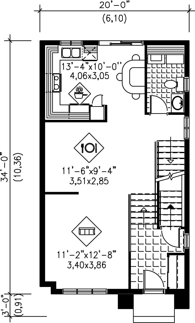 Floor Plan First Story of Craftsman Plan #157-1198