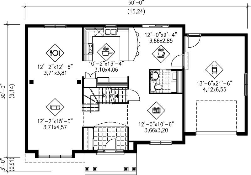 Floor Plan First Story of Colonial Plan #157-1199