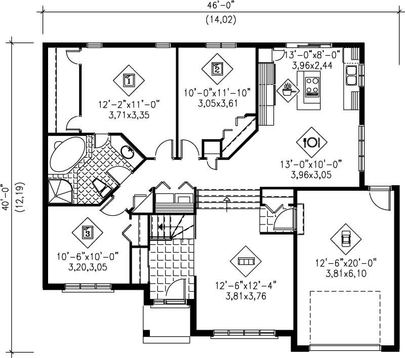 Floor Plan First Story of Craftsman Plan #157-1200