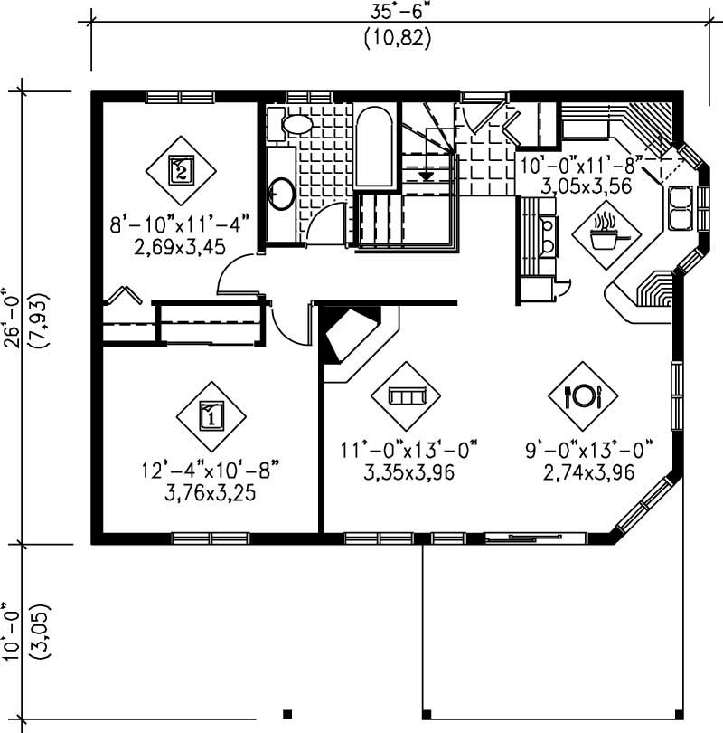 Floor Plan First Story of Ranch Plan #157-1207