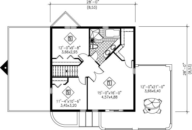 Floor Plan Second Story of Modern Plan #157-1208