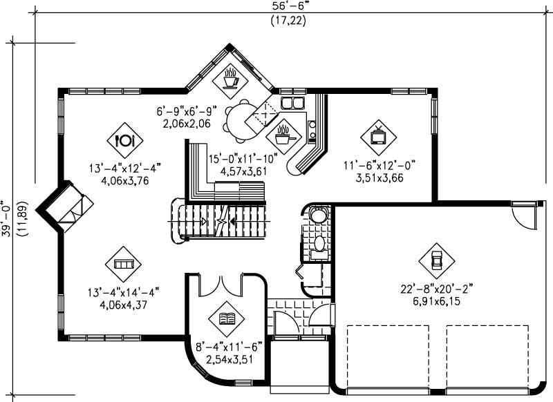 Floor Plan First Story of Modern Plan #157-1208